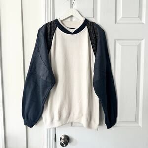 Imprints Vintage Raglan Blue White Silk Print Trim Sweatshirt Y2K 90s Medium